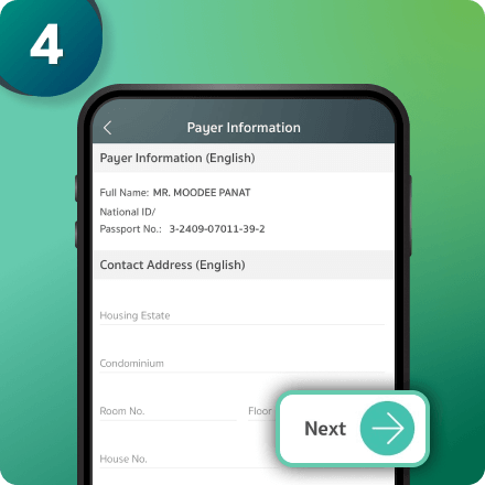 For the first time, customer need to fill-in your contact address in English and press “Next”