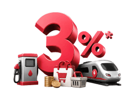 รับเงินคืนสูงสุด 3%* จากการใช้จ่ายผ่านบัตร