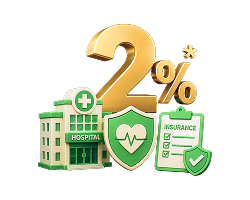 รับเงินคืนเพิ่มสูงสุด 2%*ที่โรงพยาบาล คลินิก และประกัน