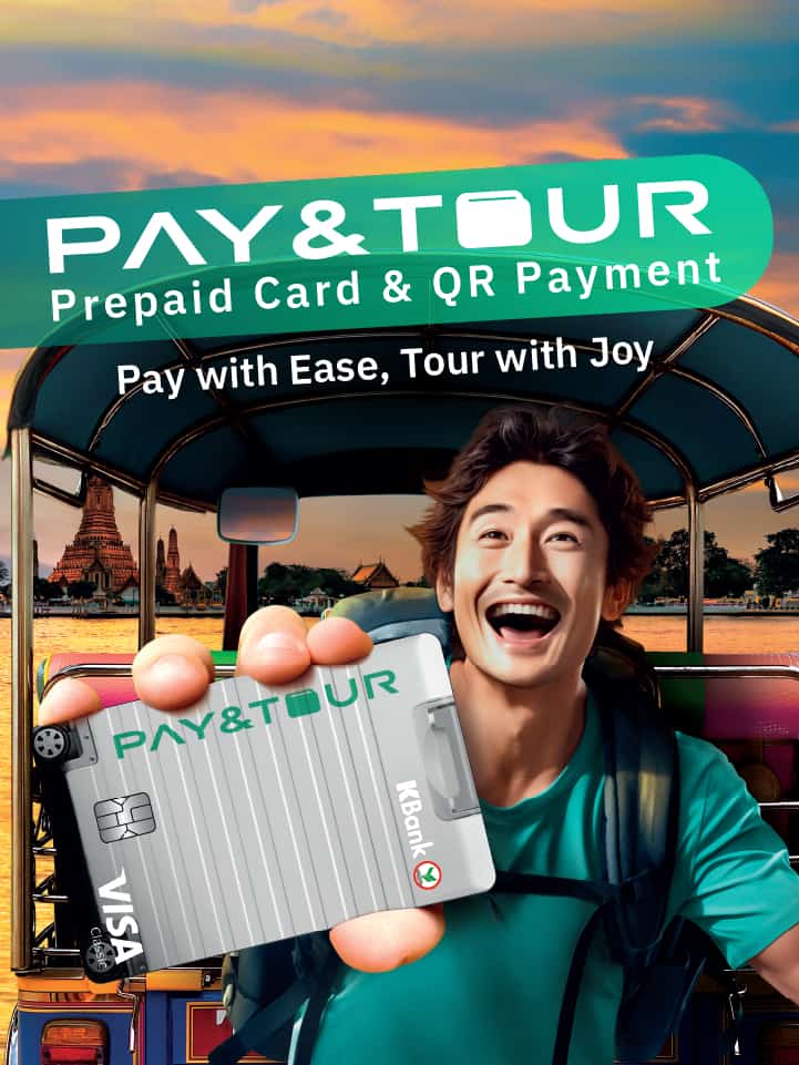 Get Started with PAY&TOUR. PAY WITH EASE, TOUR WITH JOY! PAY & TOUR is a prepaid card and e-Wallet for foreign tourists visitng Thailand.