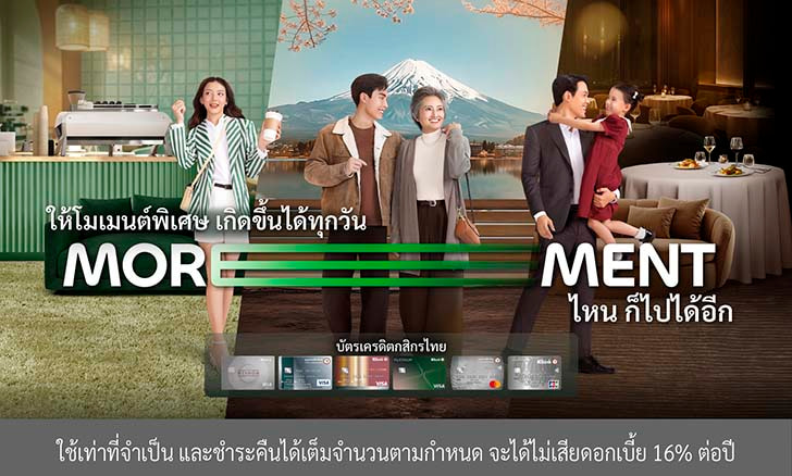 โปรโมชั่นบัตรเครดิตกสิกรไทย KBank Credit Card แคมเปญ MOREMENT เปลี่ยนวันธรรมดาให้เป็นวันที่ประทับใจ