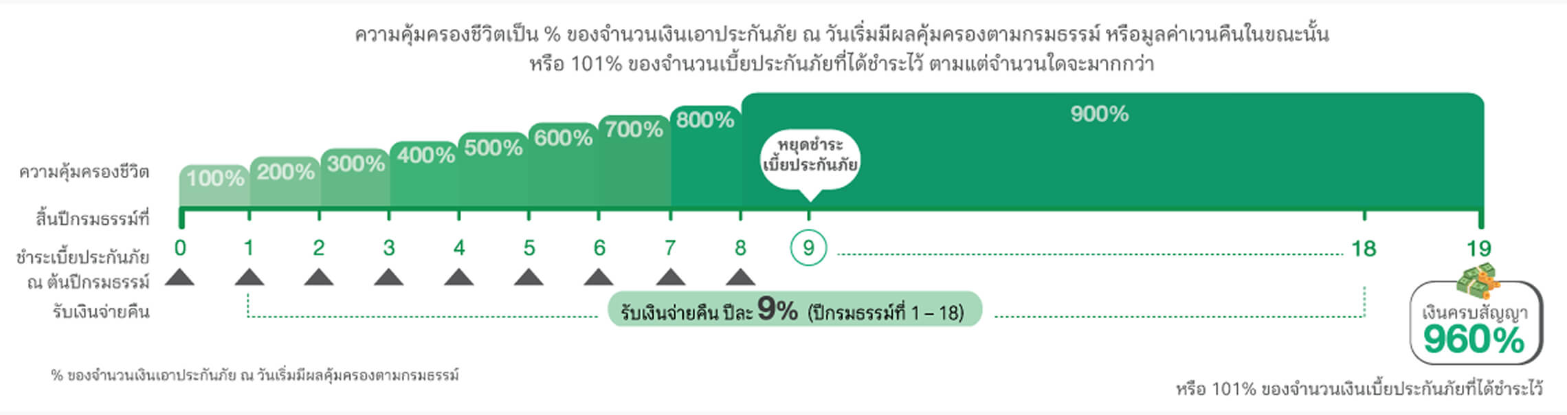 ประกันออมสั้น 11/3 รับเงินคืนปีละ 3% คุ้มครองชีวิตเพิ่มขึ้นถึง 300% จนครบสัญญา รับผลตอบแทนรวม 309%