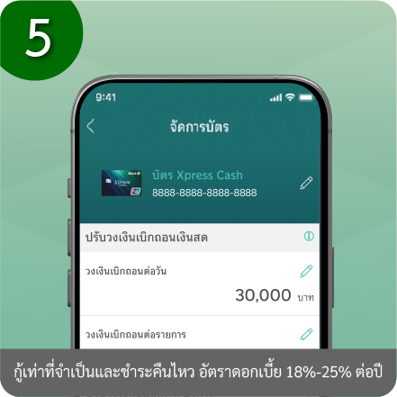 วิธีปรับวงเงินการใช้จ่ายผ่านบัตร ขั้นตอนที่ 5 : ปรับวงเงินใช้จ่ายสำเร็จ 
