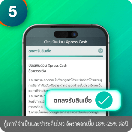 วิธีอัปโหลดเอกสารการสมัคร ขั้นตอนที่ 5 : อ่านสัญญาและกด “ตกลงรับสินเชื่อ”