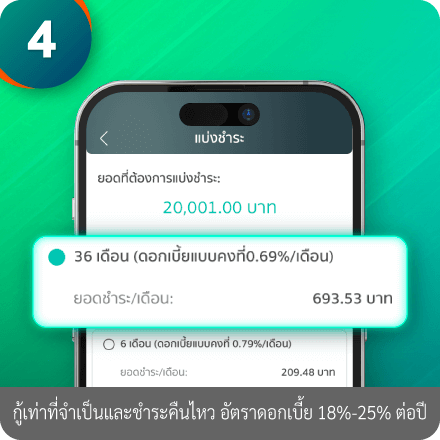วิธีผ่อนสินค้านานสุด 36 เดือน ขั้นตอนที่ 4 : ผ่อนได้สูงสุด 36 เดือนและกด “ต่อไป”